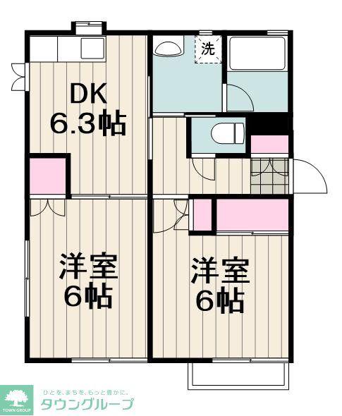 MAISON DE BRIQUE(2DK/2階)の間取り写真