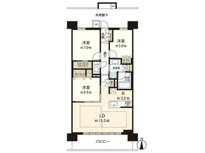 レーベン小鶴新田THE ONE(3LDK/7階)の間取り写真