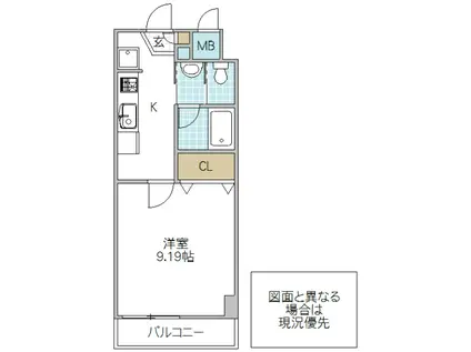 クラージュ(1K/7階)の間取り写真