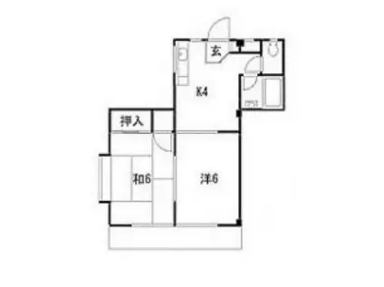 ハイツもろはし(2K/2階)の間取り写真