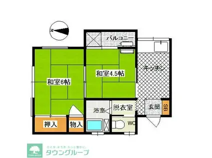 ボードパレス(2K/2階)の間取り写真