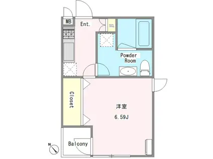 グエルサカエ赤堤(1K/3階)の間取り写真
