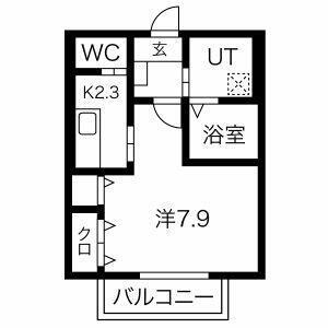 プラザドゥシャレー(1K/3階)の間取り写真