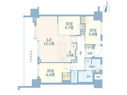 グローリオ浦和岸町(3LDK/4階)の間取り写真