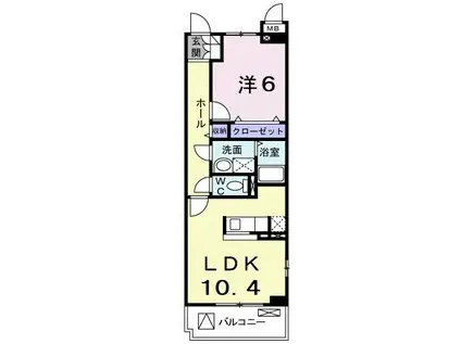 アルカンシェル森東(1LDK/2階)の間取り写真