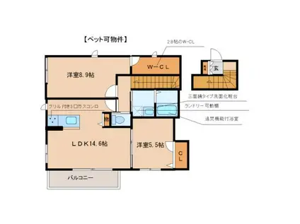 アンビエラ小郡(2LDK/2階)の間取り写真