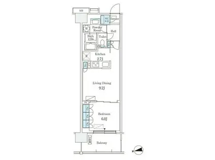 スカイグランデ津田沼(1LDK/4階)の間取り写真