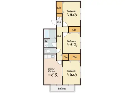 メゾンクレール(3DK/2階)の間取り写真