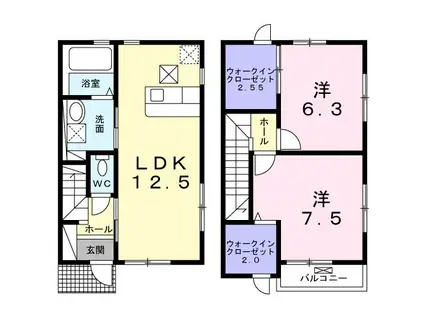 ＪＲ八戸線 本八戸駅 徒歩16分 2階建 築16年(2LDK/1階)の間取り写真