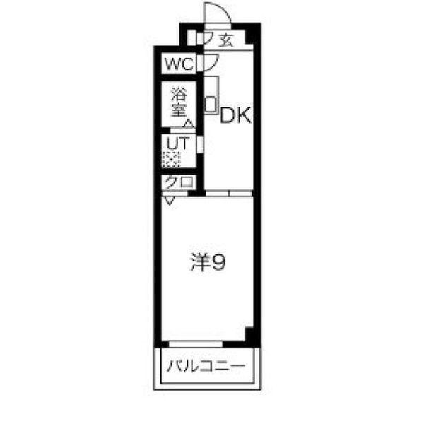 プリムローズ四軒家(1DK/1階)の間取り写真