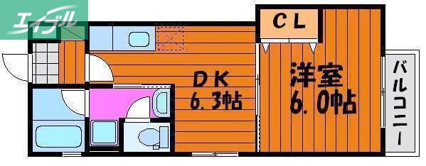 ホワイトグレース律奈(1DK/5階)の間取り写真