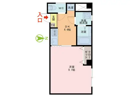 グランドール丸岡(1DK/3階)の間取り写真