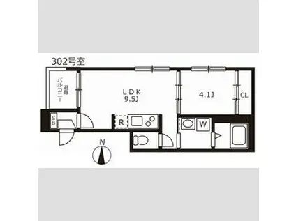 ハーモニー高畑ザ・レジデンス (1LDK/3階)の間取り写真