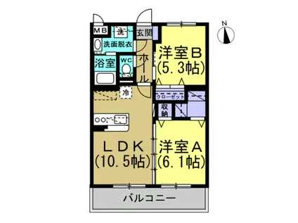 エスティヒルズ(2LDK/2階)の間取り写真