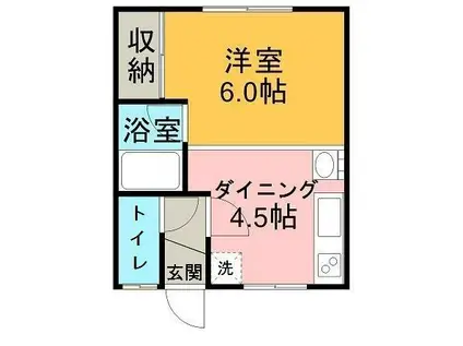 コーポサブリーナ(ワンルーム/2階)の間取り写真