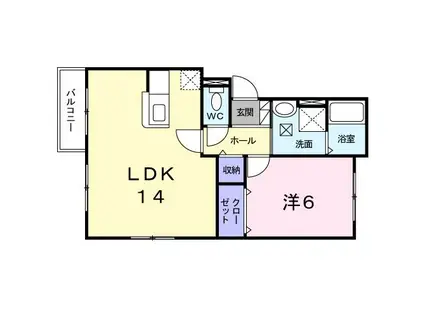パープル桔梗(1LDK/2階)の間取り写真