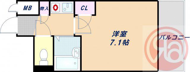 グリーンヒルズ5番館(1K/2階)の間取り写真