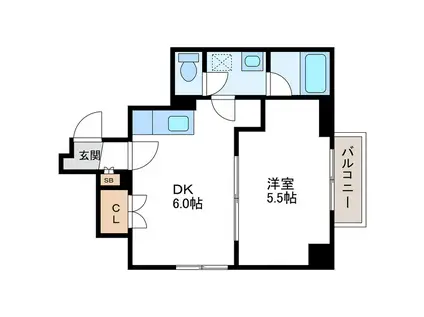 クレアシオン桑園II(1DK/2階)の間取り写真