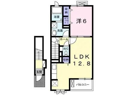 レイル吹上(1LDK/2階)の間取り写真