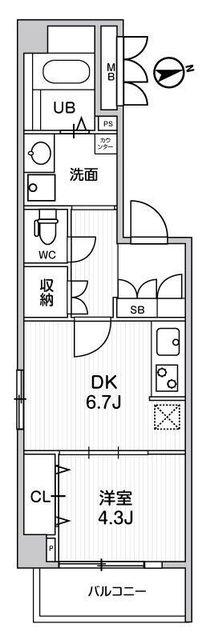 ALIVIS中野(1DK/4階)の間取り写真