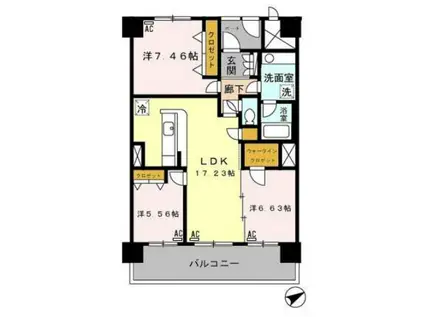 ディーグランセ鴨江(3LDK/6階)の間取り写真