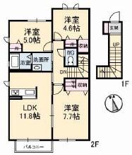 アネーロA棟(3LDK/2階)の間取り写真
