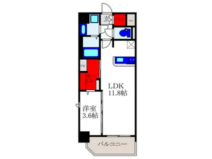 コンフォール中桜塚(1LDK/6階)の間取り写真