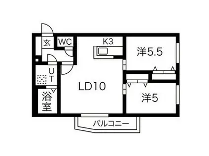 AKUBI 東札幌(2LDK/3階)の間取り写真