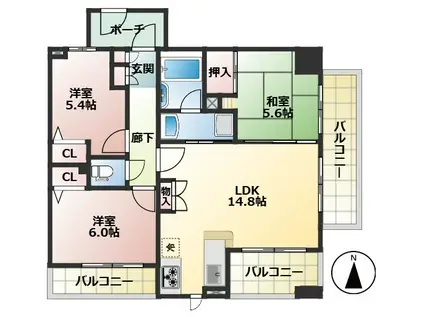 サンクレイドル西新井(3LDK/3階)の間取り写真