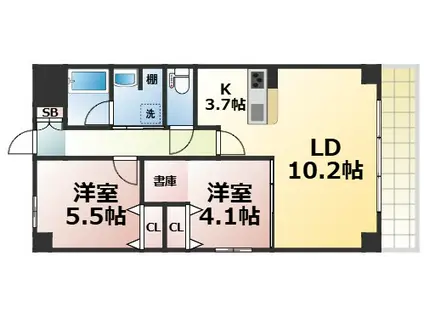 ベルンガーデン勝山北(2LDK/8階)の間取り写真