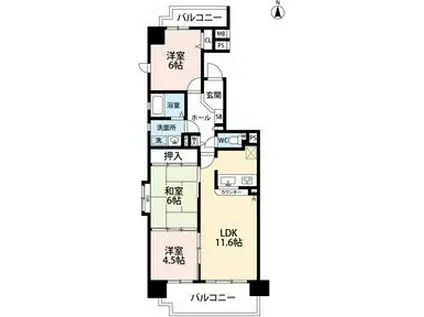 グランドメゾン六番町(3LDK/3階)の間取り写真