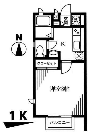 グリーンハイツ(1K/1階)の間取り写真
