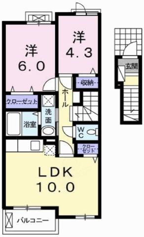 エターナル プロスペリティII(2LDK/2階)の間取り写真