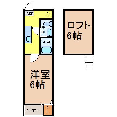 グレイス本城(1SK/1階)の間取り写真