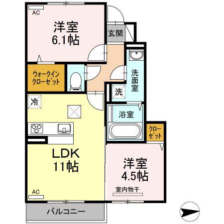 ドミール南吉田(2LDK/1階)の間取り写真