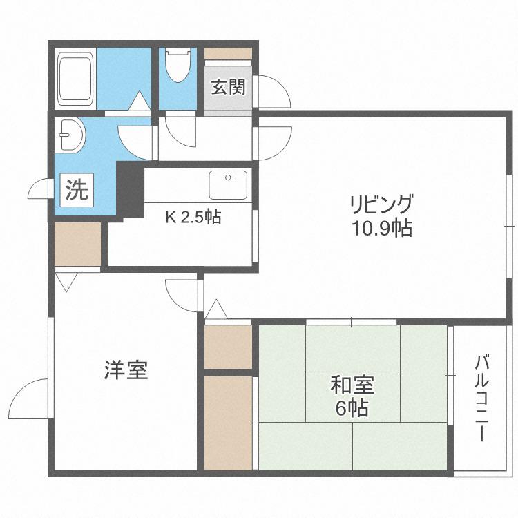 KIハウスN50C棟(2LDK/2階)の間取り写真