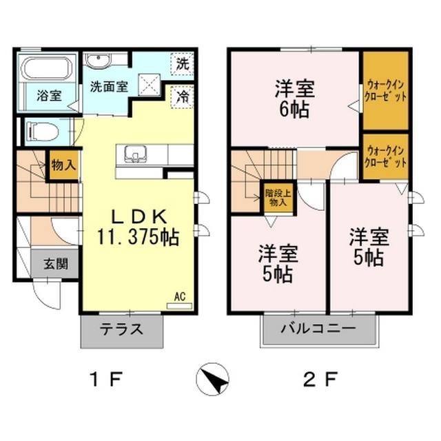 フィオーレII(3LDK/1階)の間取り写真