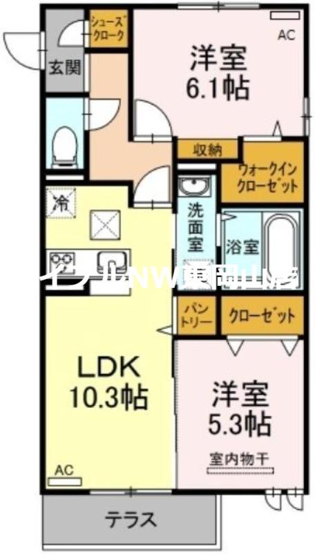 メゾンドソレイユ(2LDK/1階)の間取り写真