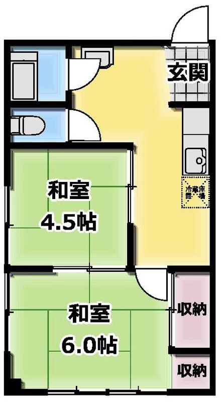 洪福寺ビル(2K/6階)の間取り写真