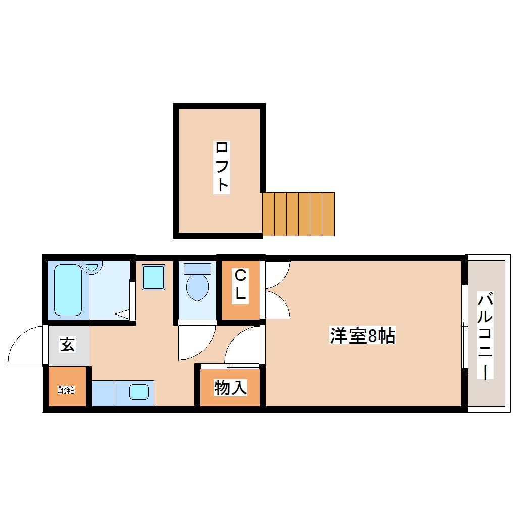 カレンハウス(1K/2階)の間取り写真