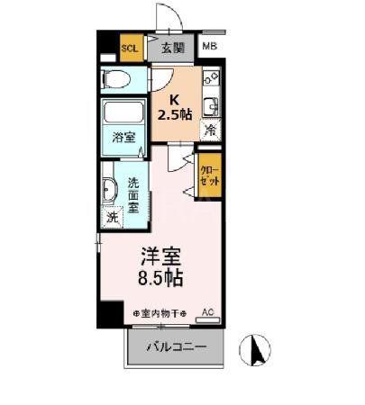 AZALEA(1K/5階)の間取り写真