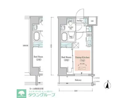 アーバネックス西新宿II(1DK/3階)の間取り写真