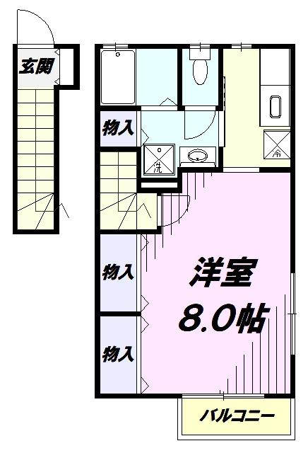 ビューシャルマン(1K/2階)の間取り写真