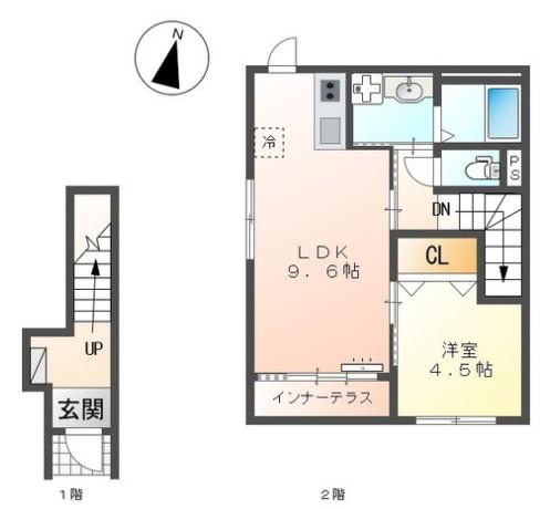 クレスト・若宮(1LDK/2階)の間取り写真
