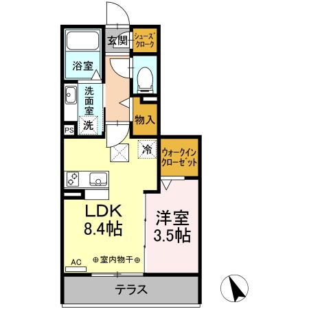 PRATIQUE(1LDK/1階)の間取り写真
