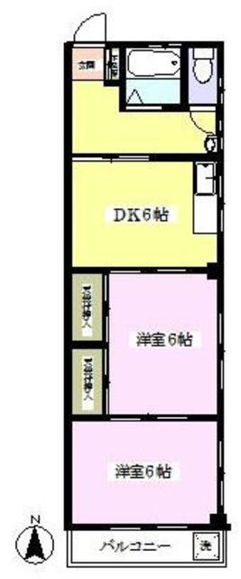 メゾンハイツ市川(2DK/2階)の間取り写真