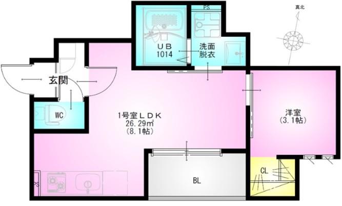 REGALEST SMART日進(1LDK/2階)の間取り写真