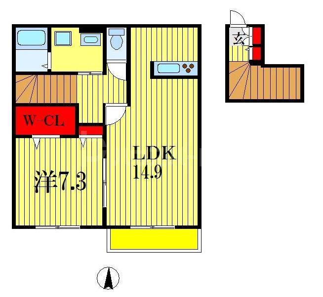 ヴァンヴェール(1LDK/2階)の間取り写真