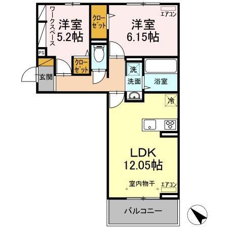 STELLA(2LDK/2階)の間取り写真