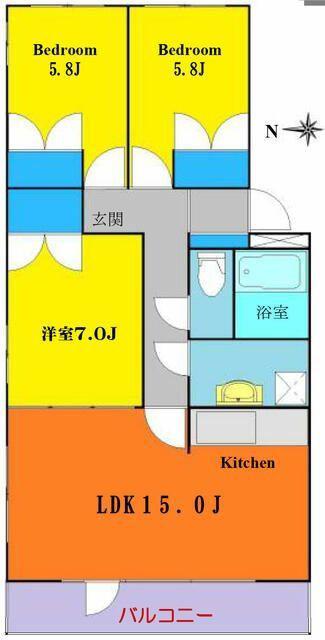 グリューンベルグ生田(3LDK/3階)の間取り写真